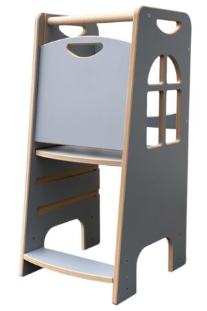 Tower Step Szary | Pomocnik Kuchenny Montessori | Bezpieczny | Kitchen Helper